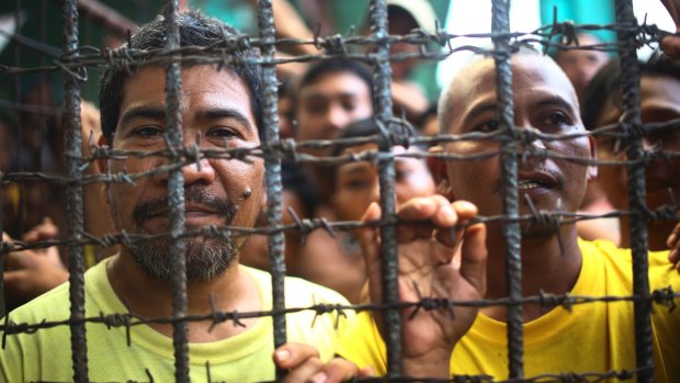 Filipino inmates remain in their cell at the North Cotabato District Jail in Kidapawan city.