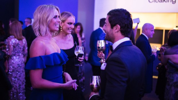 Sylvia Jeffreys, Rebecca Vallance and Anthony Minichiello at the MAAS Ball.