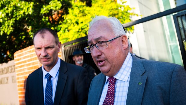 Local MP David Southwick and Federal MP Michael Danby arrive at the memorial service.