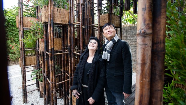 Vietnamese architect Vo Trong Nghia's Green Ladder pavilion, commissioned by arts patron Gene Sherman, is reminiscent of a forest.