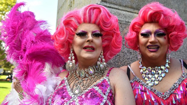 Participants preparing to take part in the 40th annual Gay and Lesbian Mardi Gras parade.