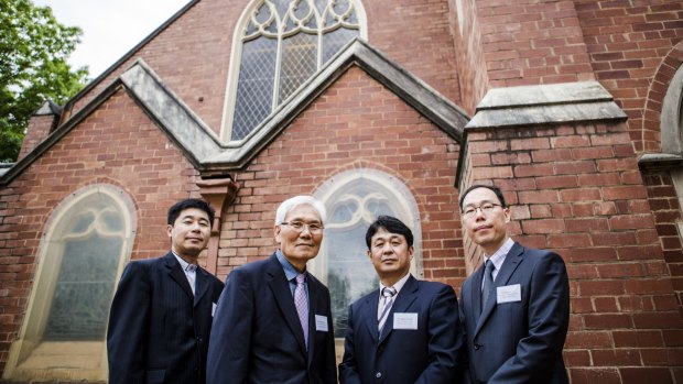 Not fading away: from left, Pastor Jangwong Seo (Minister of the church), church elders Kwangchoon Lee, Changwook Jang  and church secretary Professor Moosung Lee.

