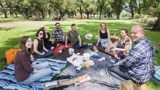 Laura Mcarthy celebrates her birthday with friends and a picnic in Edinburgh Gardens.