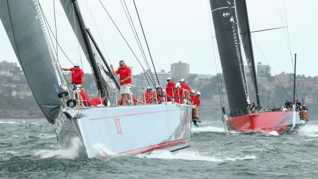 Christmas sails: Wild Oats XI leads the field in the Big Boat Challenge on Tuesday.