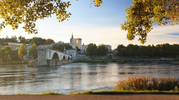 Avignon sits on the bank of the Rhone.
