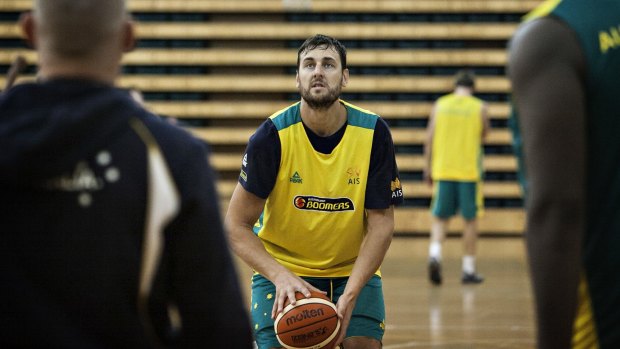 Home sweet home: Andrew Bogut trains in Melbourne. 