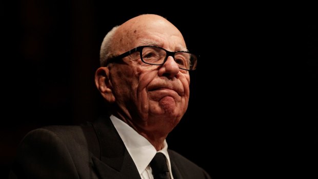 Rupert Murdoch, chairman and chief executive officer of News Corp., pauses during an event hosted by the Lowy Institute for International Policy in Sydney, Australia, on Thursday, Oct. 31, 2013. Murdoch, the Australia-born billionaire, said his homeland needs to attract more Asian immigrants as its dependence on trade grows. Photographer: Brendon Thorne/Bloomberg *** Local Caption *** Rupert Murdoch