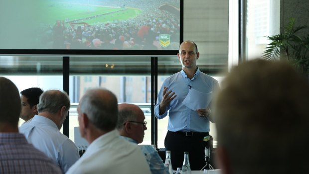 Coaches will not dictate rule changes: Todd Greenberg makes a presentation to NRL coaches and officials.