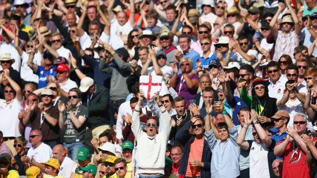 And the crowd goes wild: England supporters applaud during day two of the third Ashes Test.