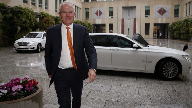 Prime Minister Malcolm Turnbull returns to Parliament House after visiting Government House to ask the Governor-General to call a double dissolution election.