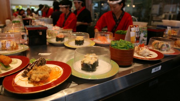 The new in-flight system could allow passengers to enjoy a 'sushi train' style of dinning.