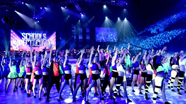 Scenes from rehearsals at the Schools Spectacular held at the Sydney Entertainment Centre in November.