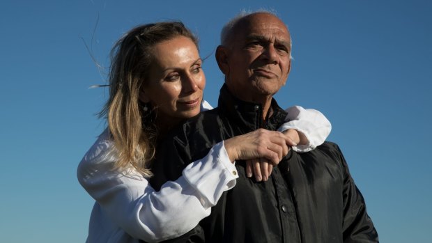 Claude Timbery with his daughter, Alison Timbery in La Perouse, Sydney. Claude is participating in the Koori Growing Old Well Study, into the effect of childhood trauma on increasing the likelihood of dementia. Alison is a research assistant on the project by Neuroscience Reearch Australia. 
