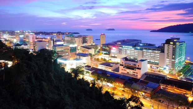 Kota Kinabalu at sunset.
