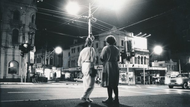Standing on a street corner in St Kilda in the 90s.