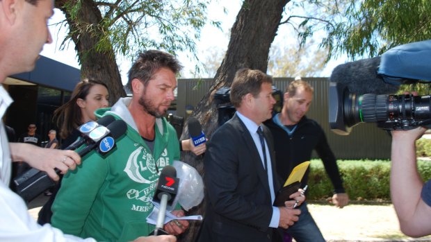 Ben Cousins leaving Armadale Magistrates Court in October 2016 after being held by police overnight. 