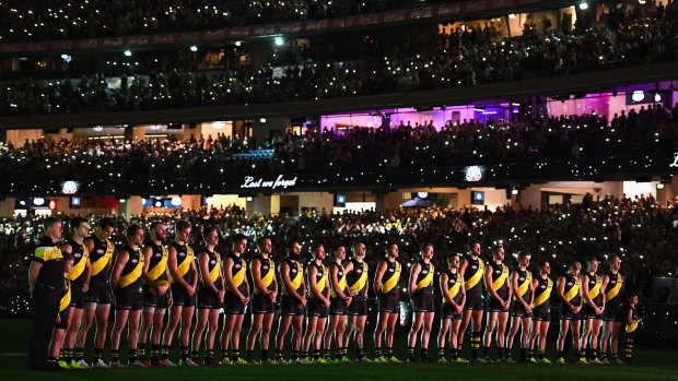 It was a massive crowd at the MCG for the Anzac Day eve clash between Melbourne and Richmond.