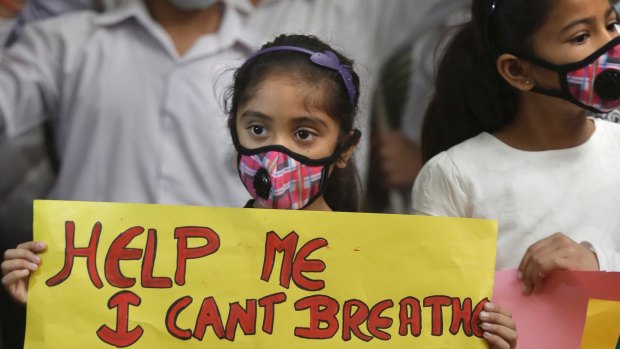 An Indian girl at Sunday's protest.