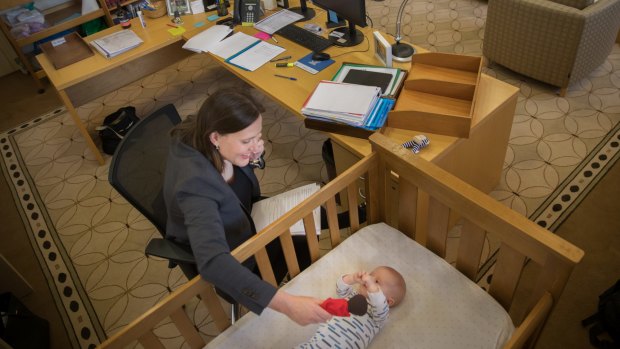 Kelly O'Dwyer set up a cot in her office for her son, Edward.