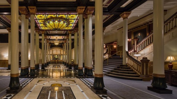 The Driskill's lobby and dome.