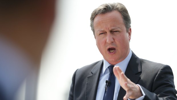 British Prime Minister David Cameron campaigning to prevent Britain leaving the EU, in London on Tuesday. 