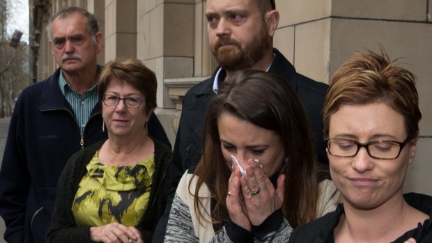Luke Mitchell's family outside the Melbourne Supreme Court after the verdict.