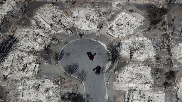 An aerial view shows the devastation of the Coffey Park neighbourhood, in Santa Rosa, California.
