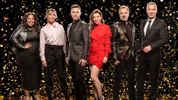 Let It Shine: Amber Riley, Mel Giedroyc, Gary Barlow, Dannii Minogue, Graham Norton and Martin Kemp. 