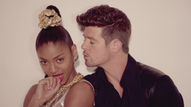 Robin Thicke in the controversial Blurred Lines video clip.