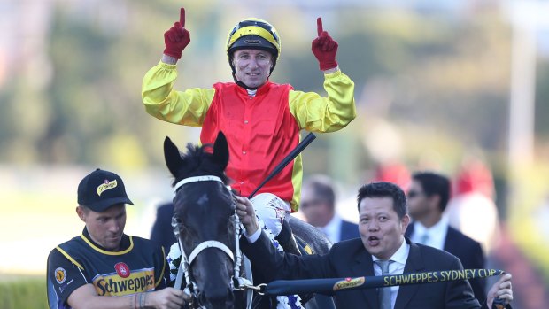 Jim Cassidy returns on Grand Marshal after winning the Sydney Cup on Saturday.