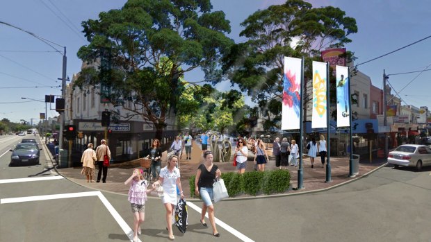 Artist's impression of the proposed pedestrian plaza in Camberwell Road, north of the Camberwell Junction.