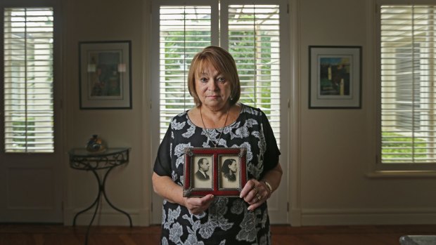 Holocaust survivor Vivianne Spiegel with her only picture of her parents, who were both killed at Auschwitz.   