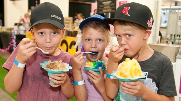 From Left, Ethan Walker , Anastacia and Roland Malisauskas at the Ice Cream Festival.