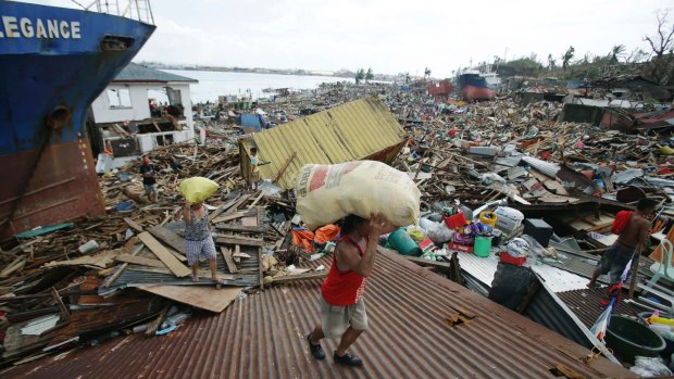 Data shows 22 million people were displaced by extreme events in 2013, led by Typhoon Haiyan, three times more than the number displaced by conflicts.
