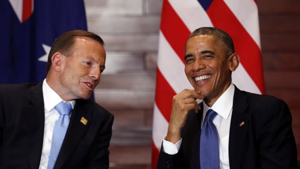 US President Barack Obama meets with Prime Minister Tony Abbott in Beijing.
