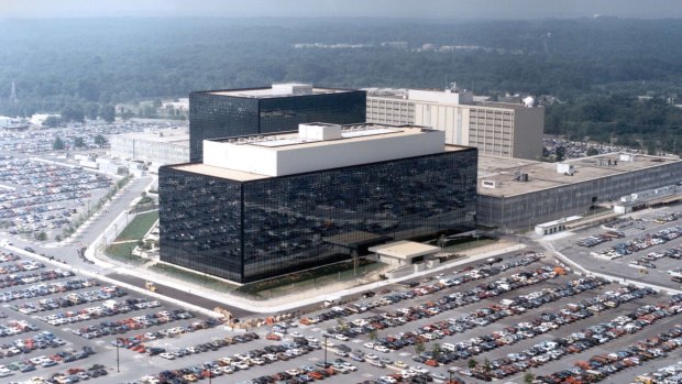 The National Security Agency  headquarters building in Fort Meade, Maryland.