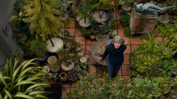 Caroline Davies, president of the Mediterranean Garden Society in her courtyard garden.