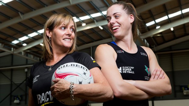 Sweet story: Melbourne Vixens assistant coach Di Honey and daughter Tayla, who stepped up last weekend as a replacement player. 