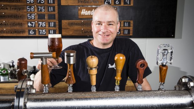 Bentspoke Brewery owner Richard Watkins at his bar in Braddon