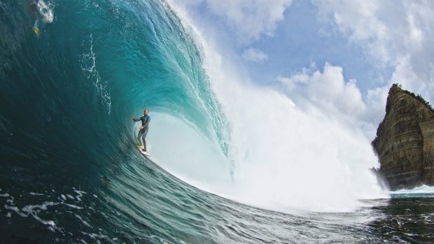 Mark Mathews surfing Shipstern Bluff in Tasmania.