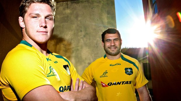 Wallabies George Smith, right, and Michael Hooper in 2013.