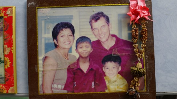 Family photo of Australian John Dimmock, his wife Pranom Chotprapast and sons Nott and Sor, who were all killed by the tsunami.