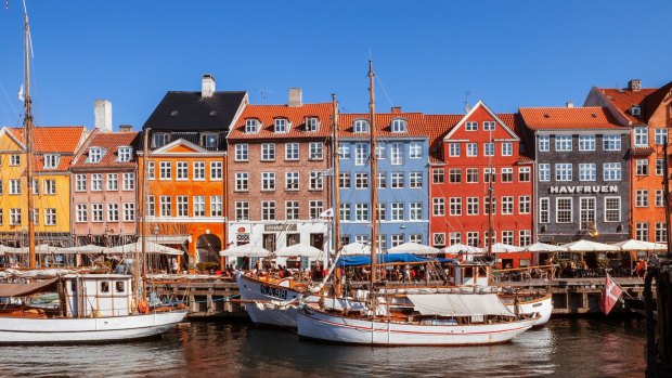 The famous Nyhavn promenade in Copenhagen, Denmark.
