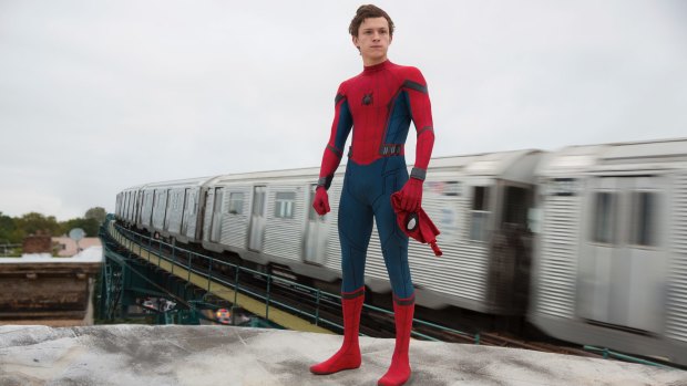 Making the best of learning his masked trade in his home borough of Queens is Peter Parker played by Tom Holland.