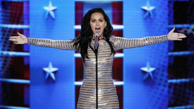 Katy Perry performs during the final day of the Democratic National Convention in Philadelphia.