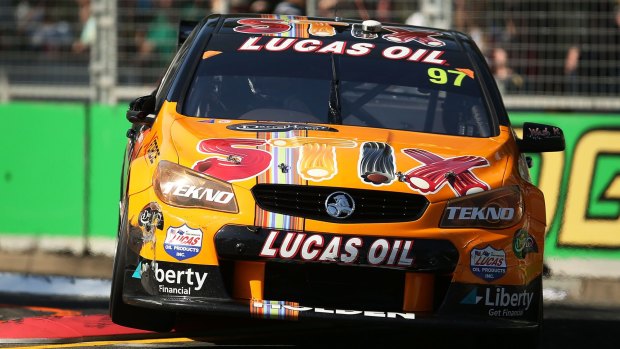 Shane van Gisbergen at the wheel of the Team TEKNO Darrell Lea Holden during race 36 of the Sydney 500.