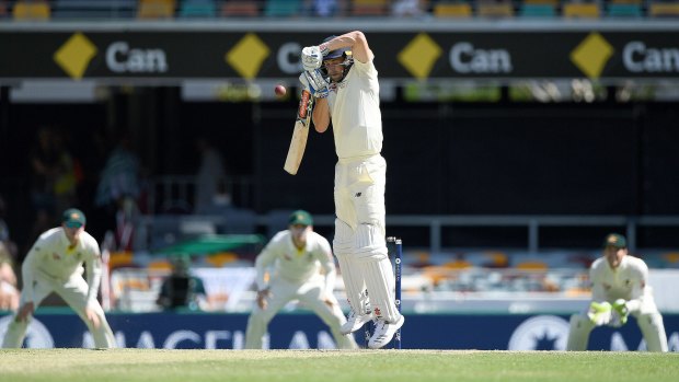 Over and out: England batsman Chris Woakes edges to Steve Smith in the slips off the bowling of Mitchell Starc.