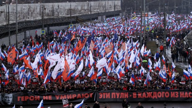 Following the killing of Kremlin critic Boris Nemtsov, tens of thousands turned out for a march in Moscow. 