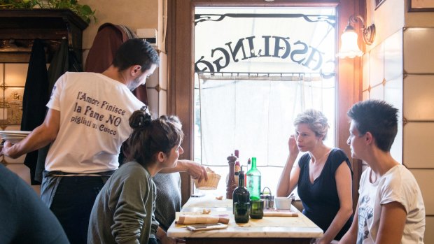 Lunch service at 'Alla Vecchia Bettola', Florence, Italy.