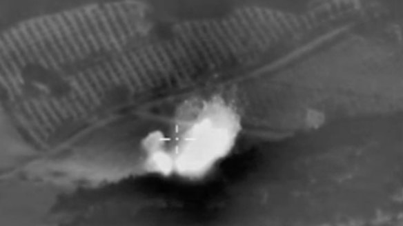 Attack from a Russian fighter jet in Syria. 